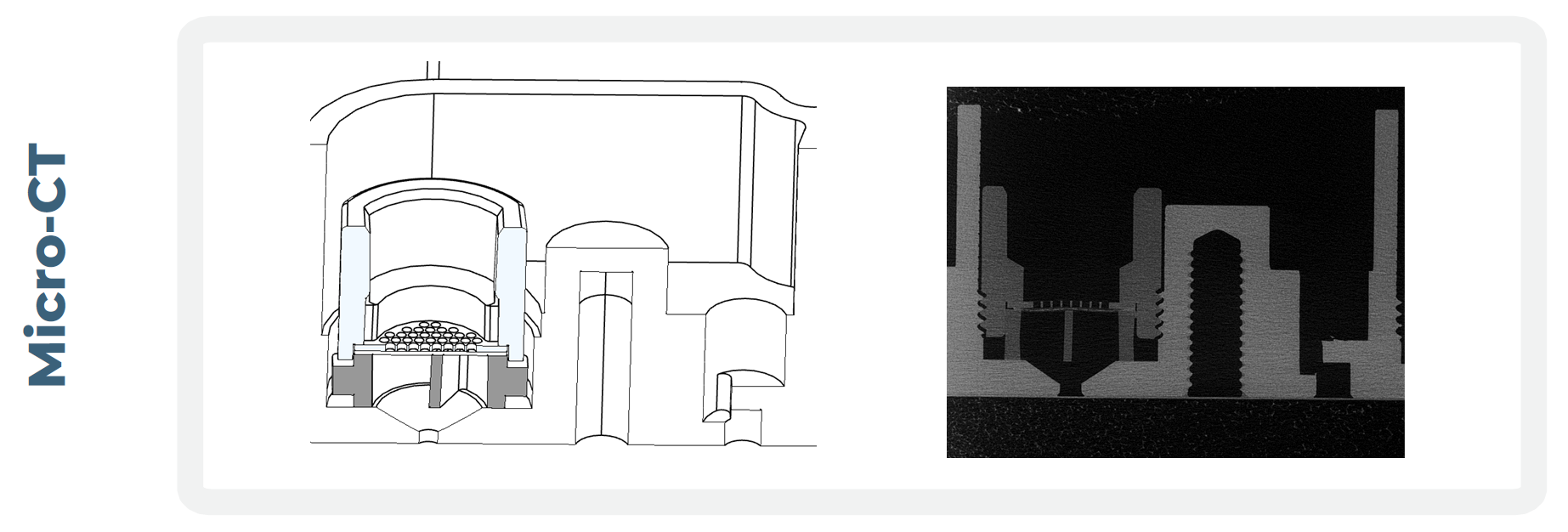 CNBio LC48单个样品孔的CAD切片和Micro-CT切片