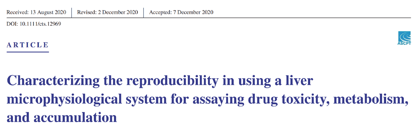 FDA(CDER)与CN Bio合作，共同发表第一篇肝脏微生理系统(MPS)的评估文章