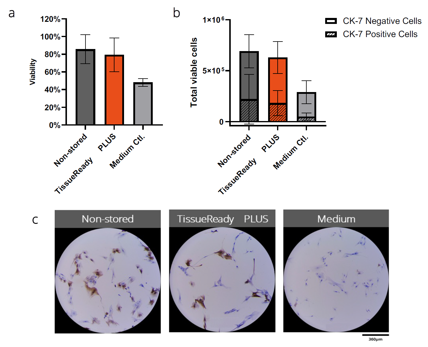 从新鲜肿瘤组织与在室温下用TissueReady PLUS保存4-5天的肿瘤组织中分离的细胞